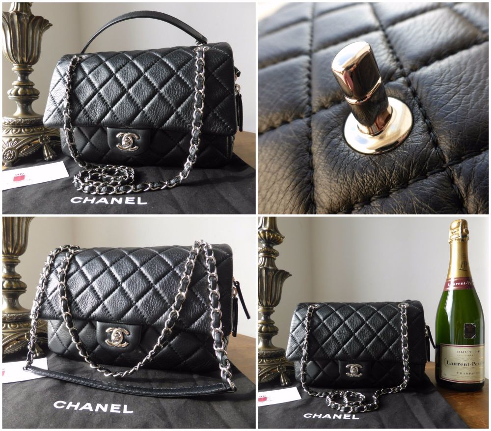Chanel Medium Easy Flap Bag in Black Aged Calfskin with Silver Hardware - SOLD