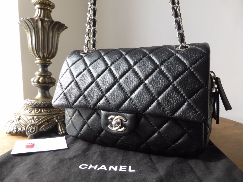 Chanel Medium Easy Flap Bag in Black Aged Calfskin with Silver Hardware -  SOLD
