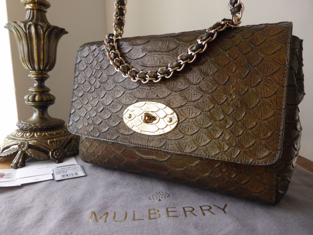 Mulberry Medium Cecily in Iridescent Metallic Gold Snake Print - SOLD
