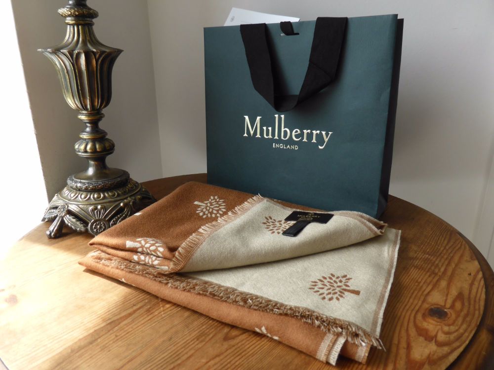 Mulberry Trees Scarf Wrap in Reversible Oak and Fudge Wool - SOLD