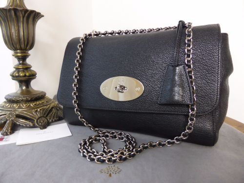 Mulberry Medium Lily in Black Grainy Print Leather with Silver Nickel ...