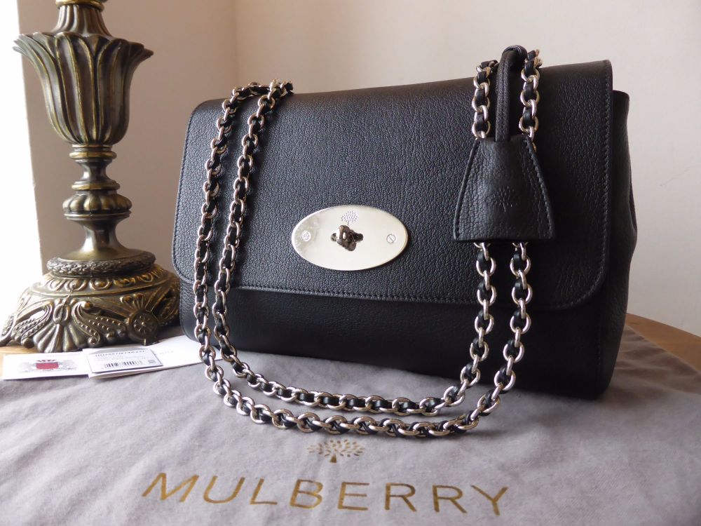 Mulberry Medium Lily in Black Glossy Goat with Silver Nickel Hardware - SOLD