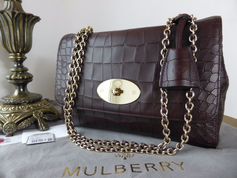Mulberry Medium Lily in Oxblood Deep Embossed Croc Print - SOLD