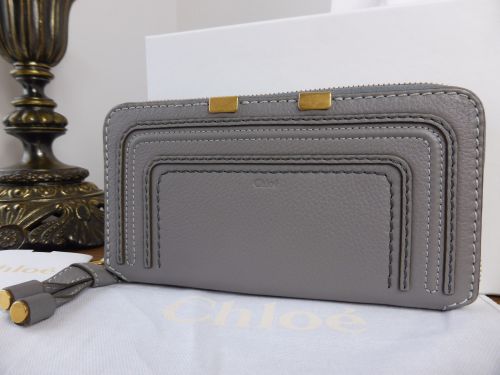 Chloe Marcie Long Zipped Wallet in Cashmere Grey Grained Calfskin - SOLD