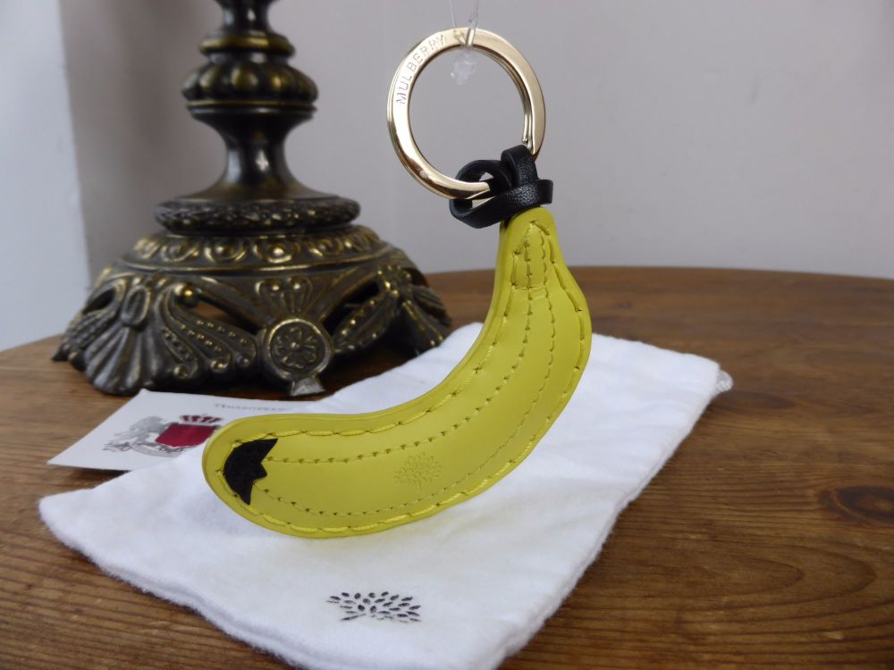 Mulberry Banana Keyring in Yellow and Black Flat Leather - SOLD