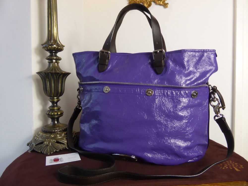 Mulberry Mitzy Tote in Blueberry Wrinkled Patent Leather - SOLD
