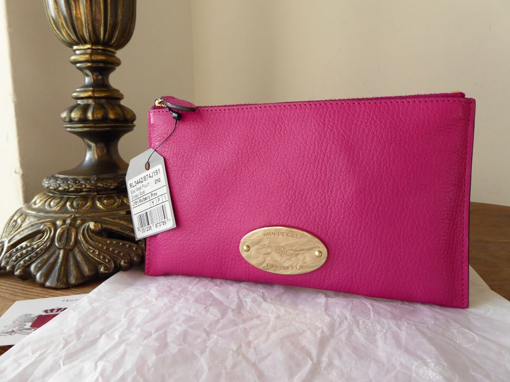 Mulberry East West Zip Pouch Clutch in Mulberry Pink Glossy Goat - SOLD