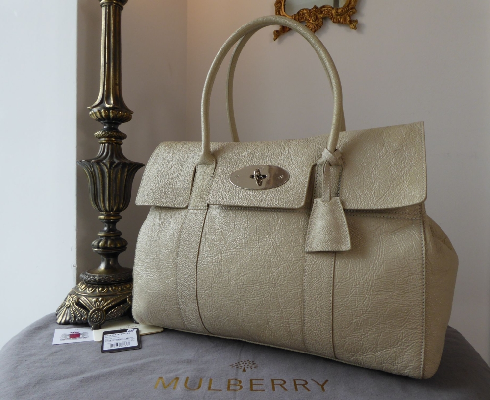 Mulberry Classic Bayswater in Snowball Grainy Patent Leather - As New*