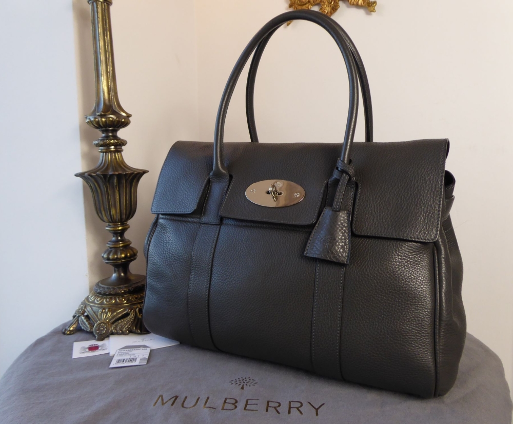 Mulberry Classic Heritage Bayswater in Graphite Grey Pebbled Leather