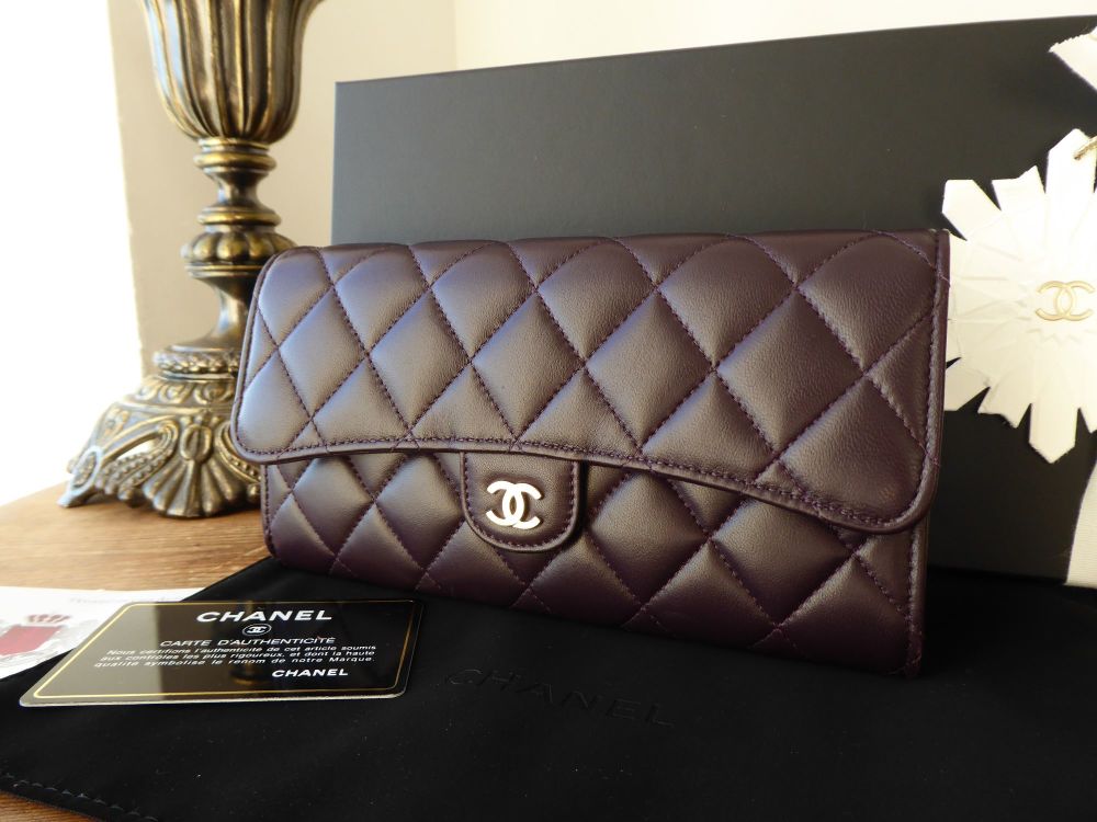 Chanel Classic Flap Quilted Continental Wallet in Dark Purple Lambskin with  Gold Hardware - SOLD