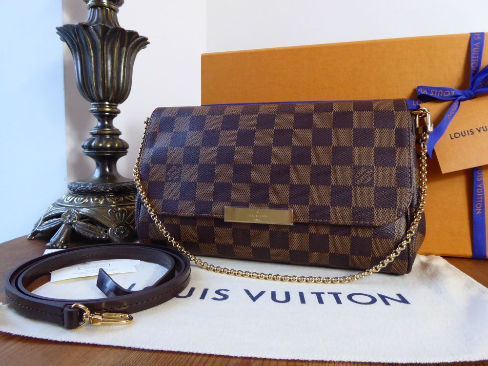 Destashing Hoarder - SOLD Louis Vuitton Favorite MM in damier ebene canvass  ❤️ The holiday packaging from LV is gorgeous! Still open for preorder. PM  size, and monogram / damier azur canvass