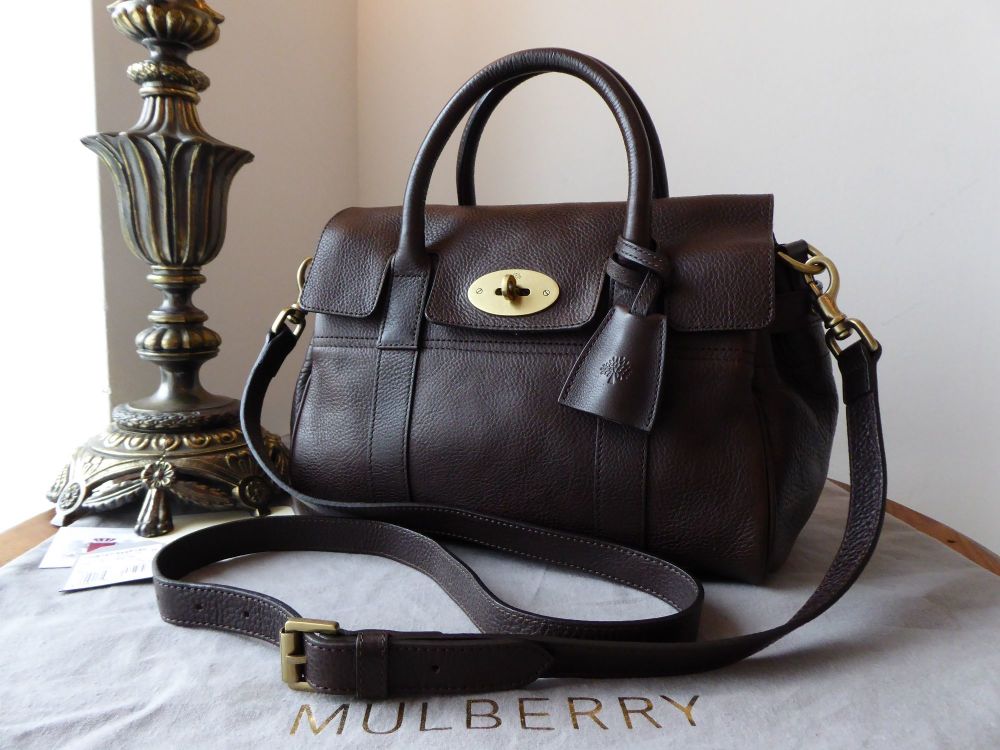 Mulberry Classic Heritage Small Bayswater Satchel in Chocolate Natural Leat