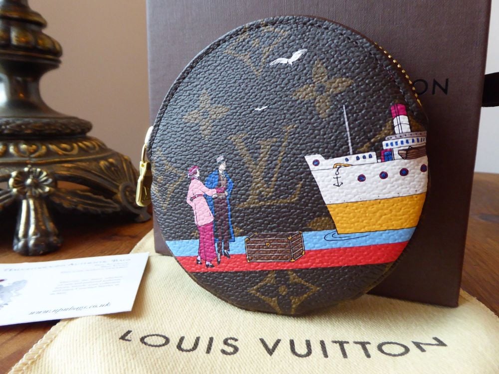 Louis Vuitton Limited Edition Transatlantic Animation Print Monogram Round  Coin Purse - SOLD