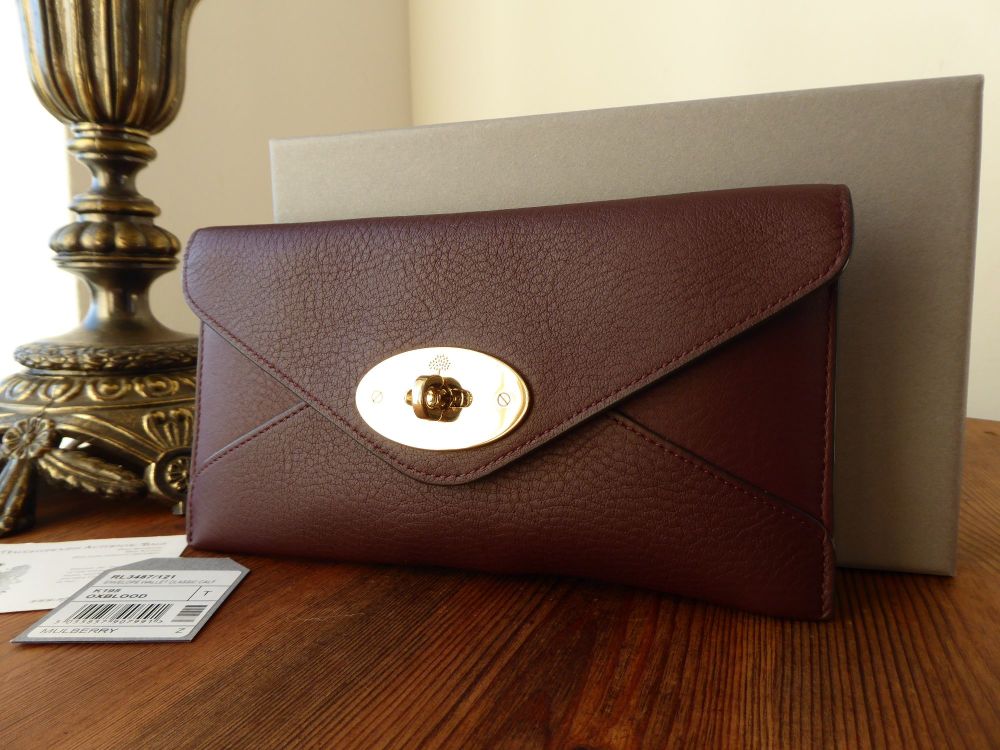 Mulberry Envelope Continental Wallet in Oxblood Silky Classic Calf 