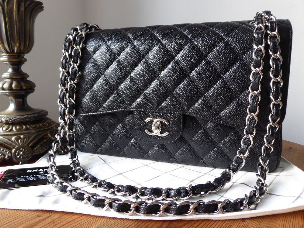 Chanel Classic Jumbo Double Flap in Black Caviar with Shiny Silver Hardware  - As New* - SOLD