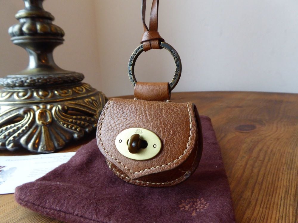 Mulberry Vintage Locked Mini Pouch Bag Charm Key Ring in Oak Darwin