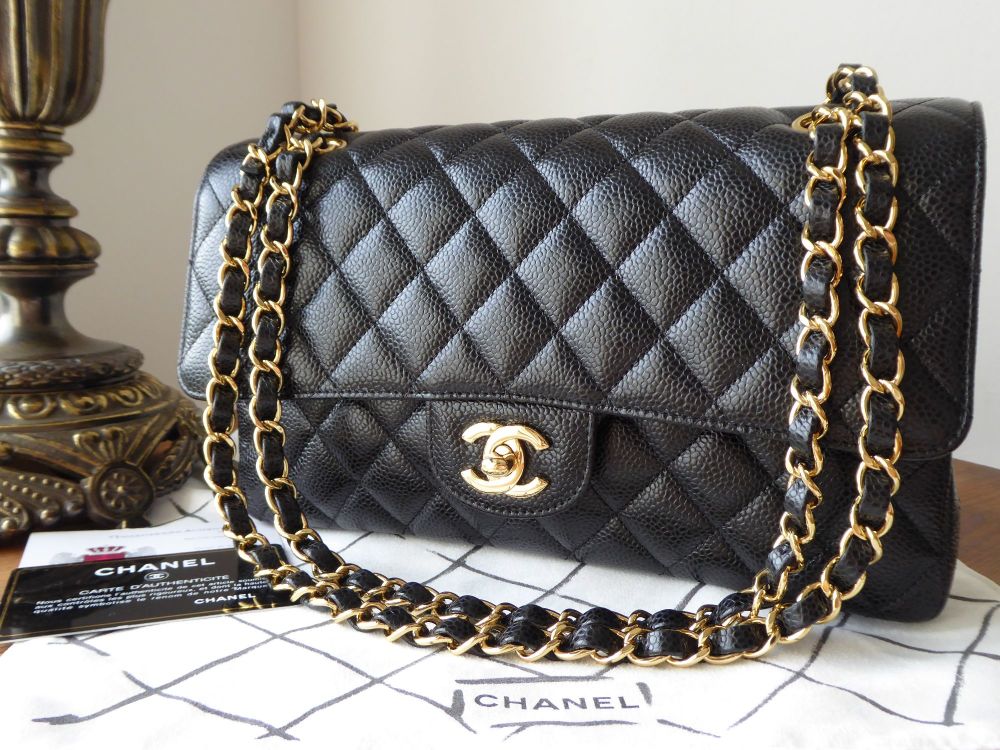 Chanel Classic Medium Double Flap Bag in Black in Caviar with Gold Hardware  - SOLD