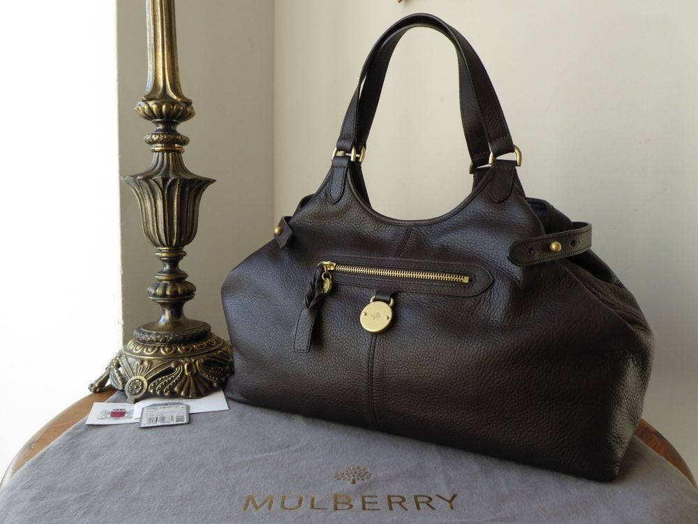 Mulberry Somerset Shoulder Tote in Chocolate Pebbled Leather - New*