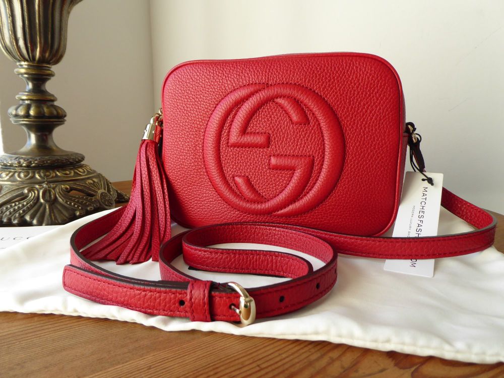 Gucci Soho Disco Crossbody Zip Pouch Bag in Red Calfskin - New - SOLD