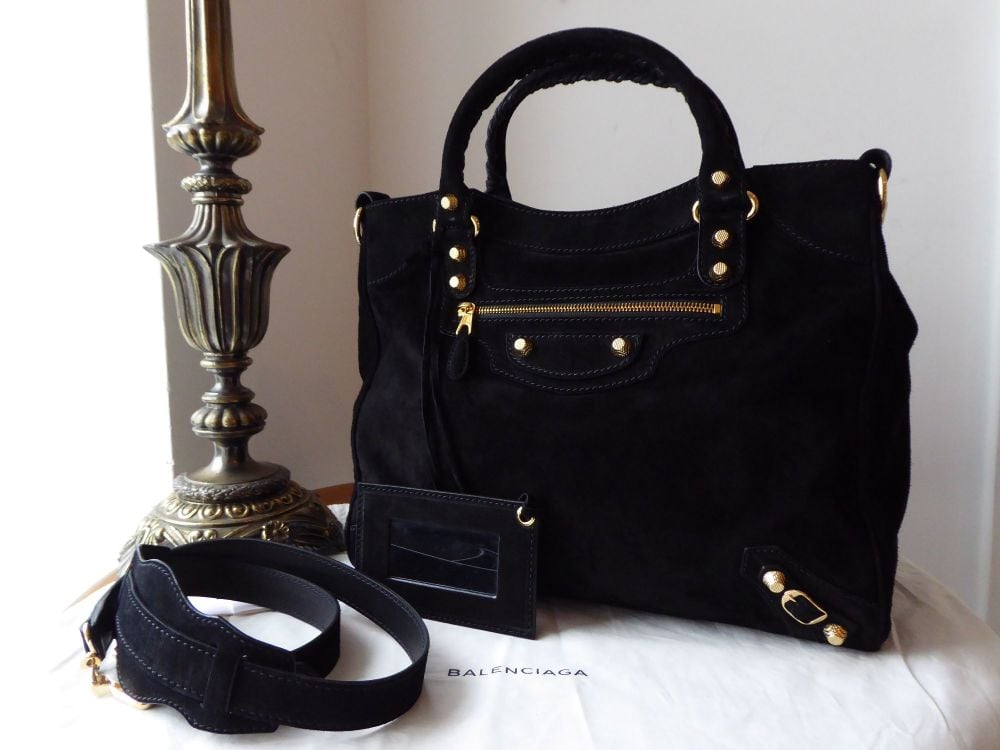 Balenciaga Velo in Black Suede with Giant 12 Gold Hardware - SOLD