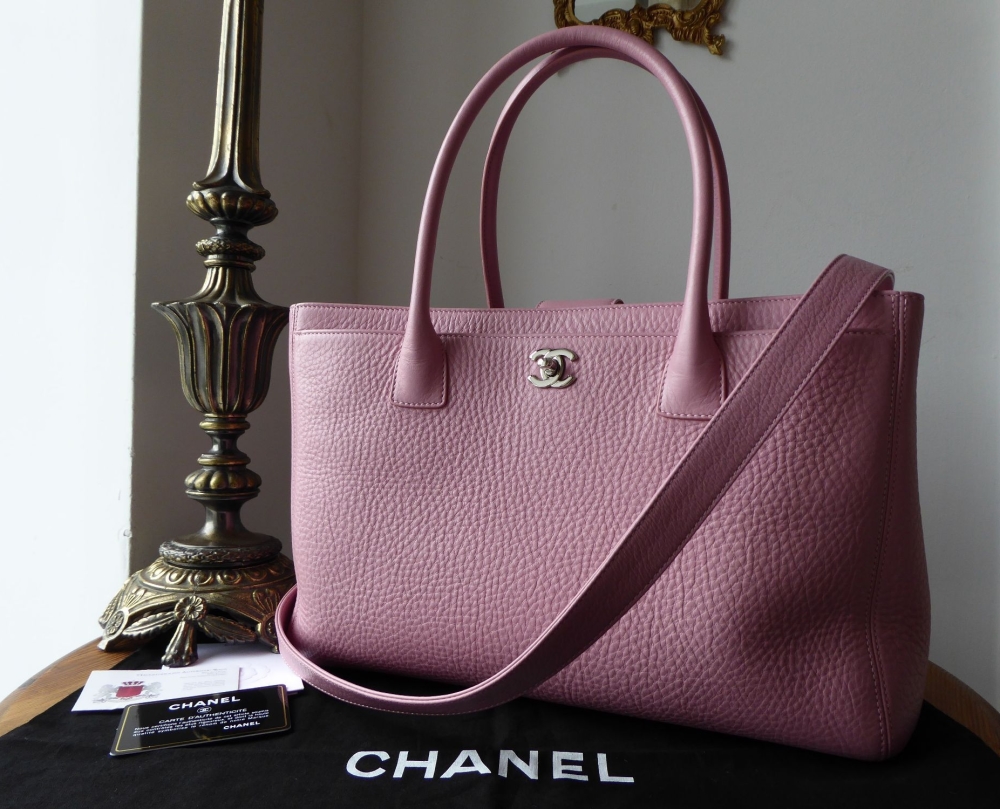 Chanel Executive Cerf Tote in Pink Calfskin with Silver Hardware 