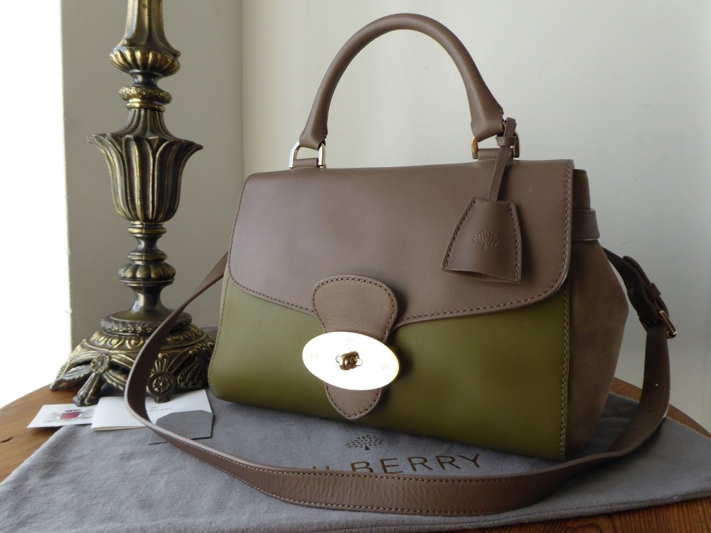 Mulberry Primrose in Pickle Green and Taupe Soft Tan Calfskin with ...