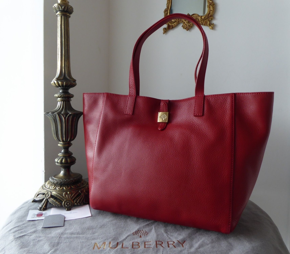 Mulberry Tessie Tote in Poppy Red Soft Small Grain Leather 