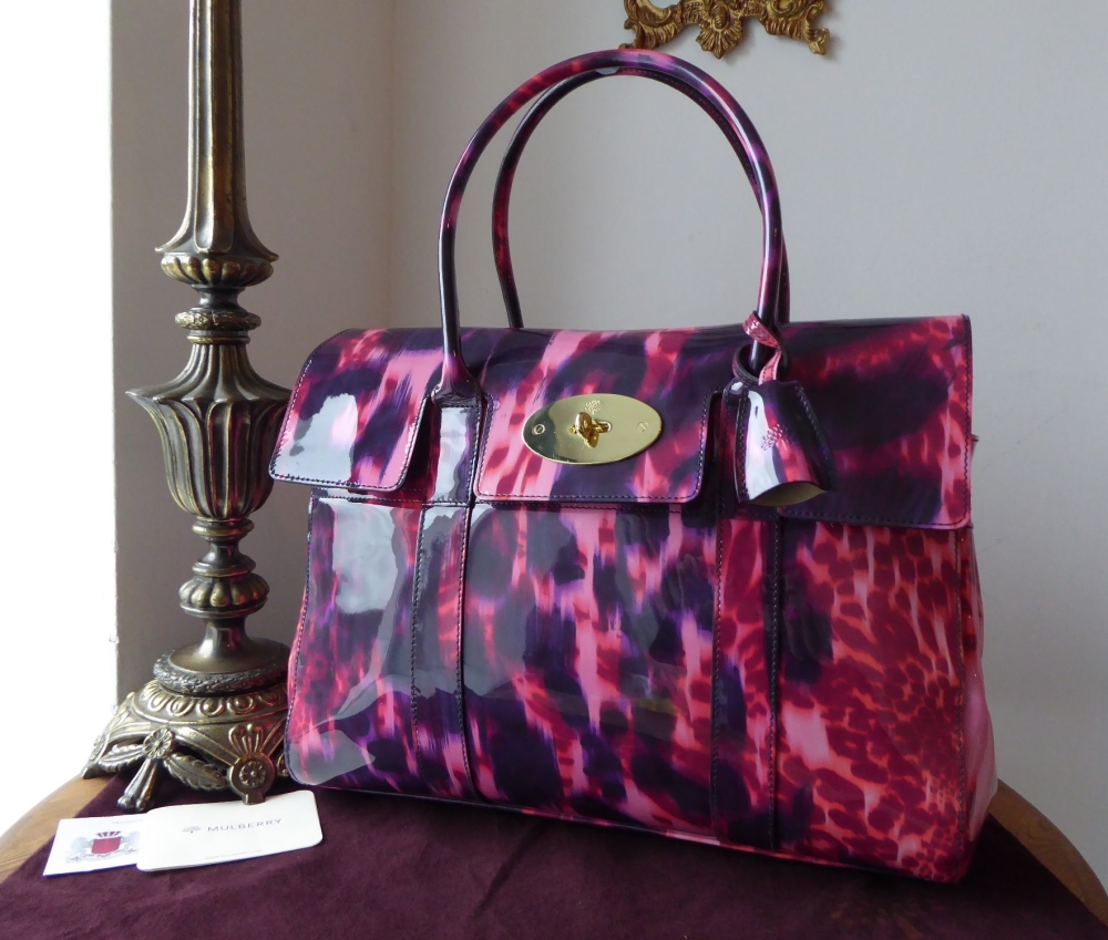 Mulberry Classic Bayswater in Plum Loopy Leopard Glossy Patent - SOLD