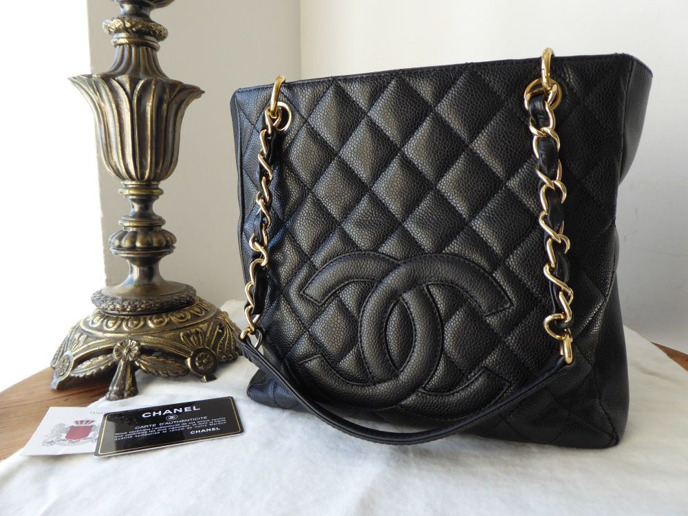CHANEL PETIT SHOPPING TOTE PST CAVIAR BLACK GHW, Luxury, Bags