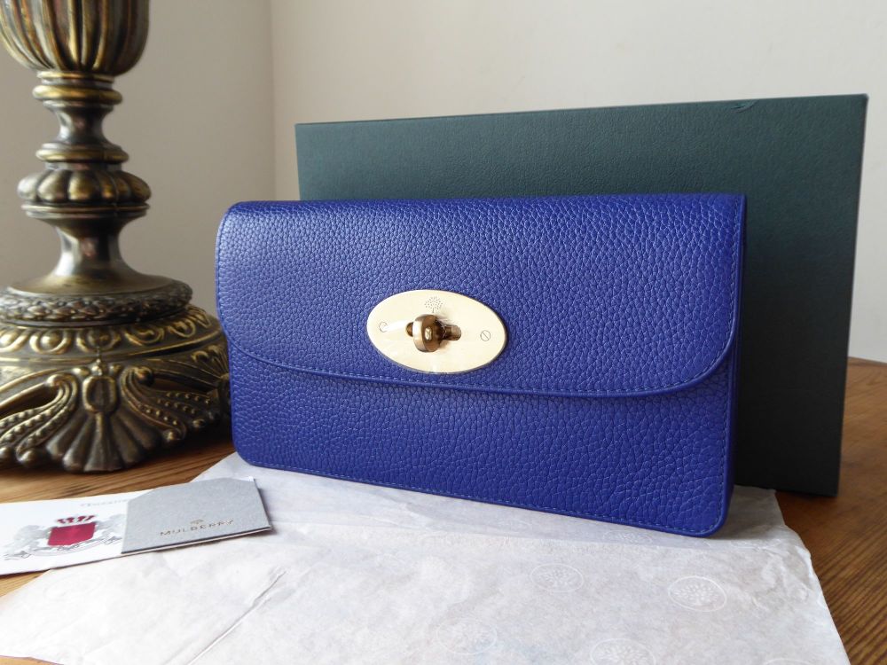 Mulberry Classic Long Locked Purse in Neon Blue Small Classic Grain with So