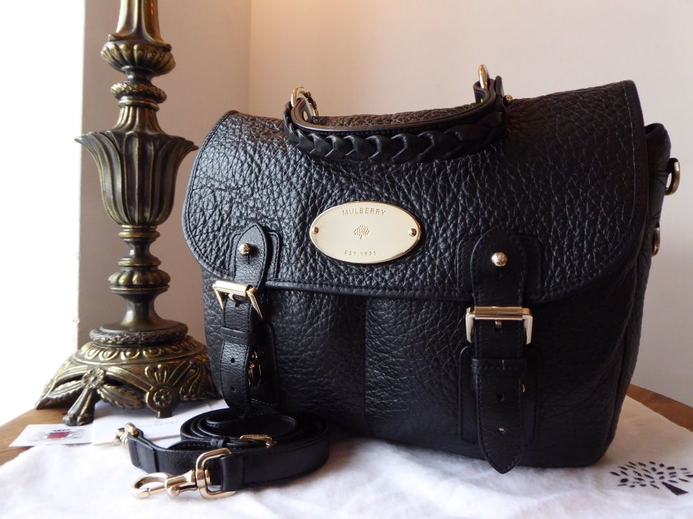 Mulberry Trout Satchel in Black Soft Large Grain Leather 