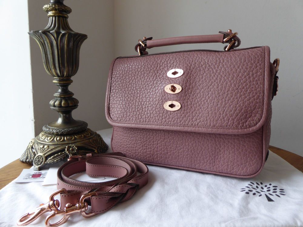 Mulberry Medium Bryn Satchel in Blush Shiny Grain with Rose Gold ...