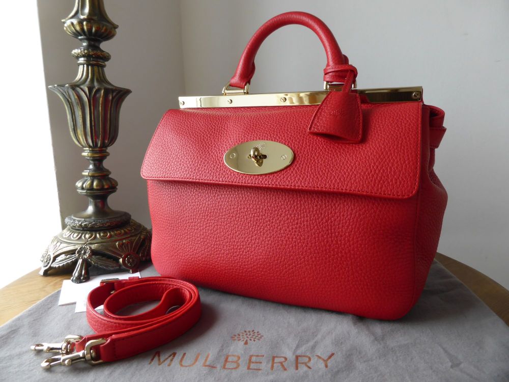 Mulberry Small Suffolk in Bright Red Soft Grain Leather 