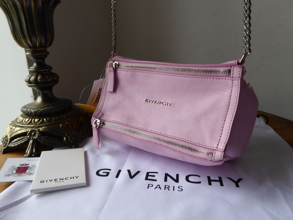 Givenchy Mini Pandora Box Chain in Pastel Pink Goatskin New 