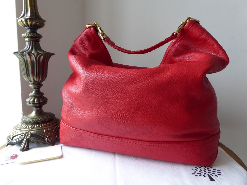 Mulberry Large Effie Hobo in Bright Red Spongy Pebbled Leather 