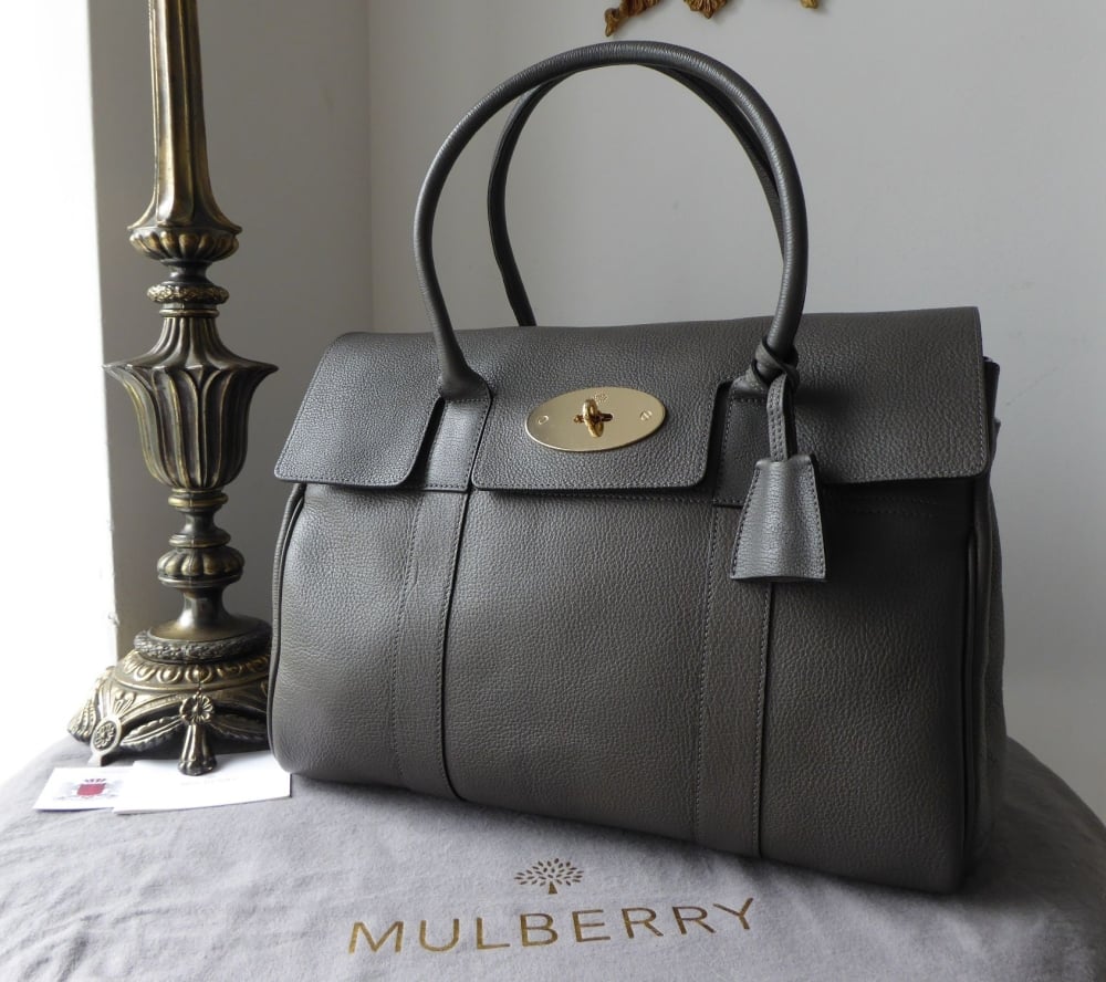 Mulberry Classic Heritage Bayswater in Mole Grey Small Classic Grain  - SOLD