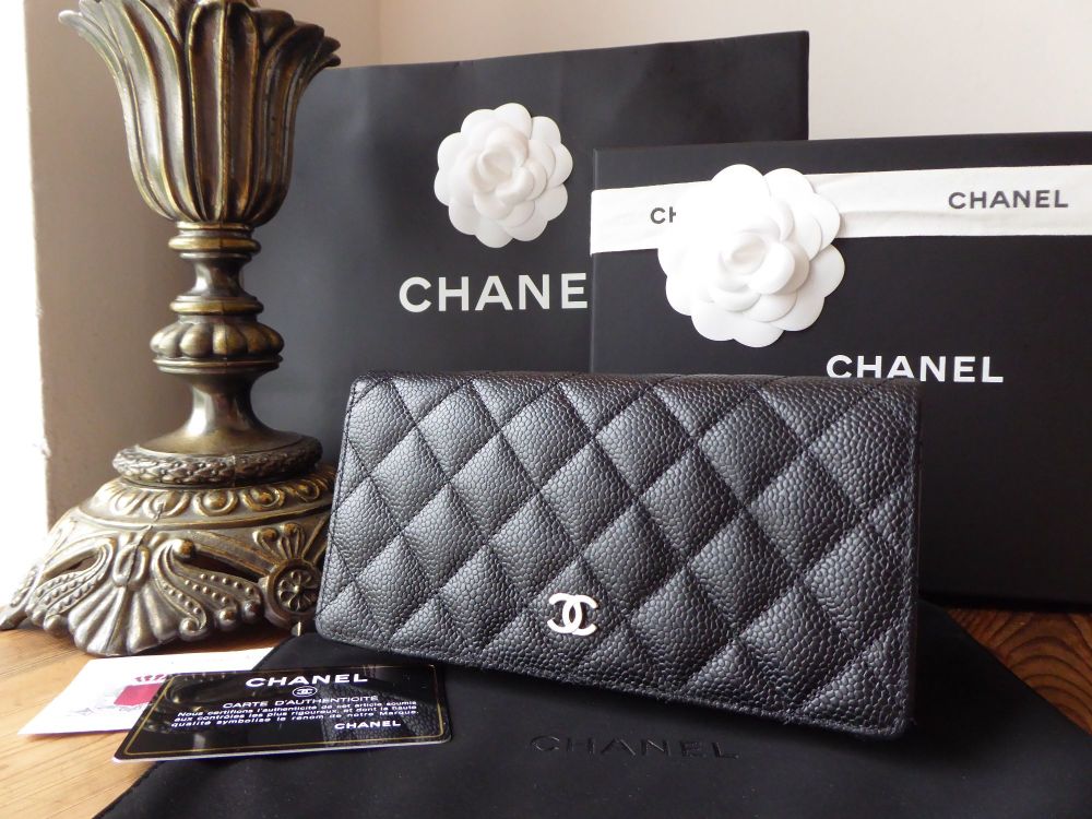 Chanel Classic Continental Yen Wallet in Black Caviar with Shiny Silver  Hardware - SOLD