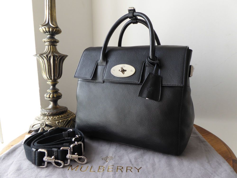 Mulberry Cara Medium Backpack in Black Natural Leather with Silver ...