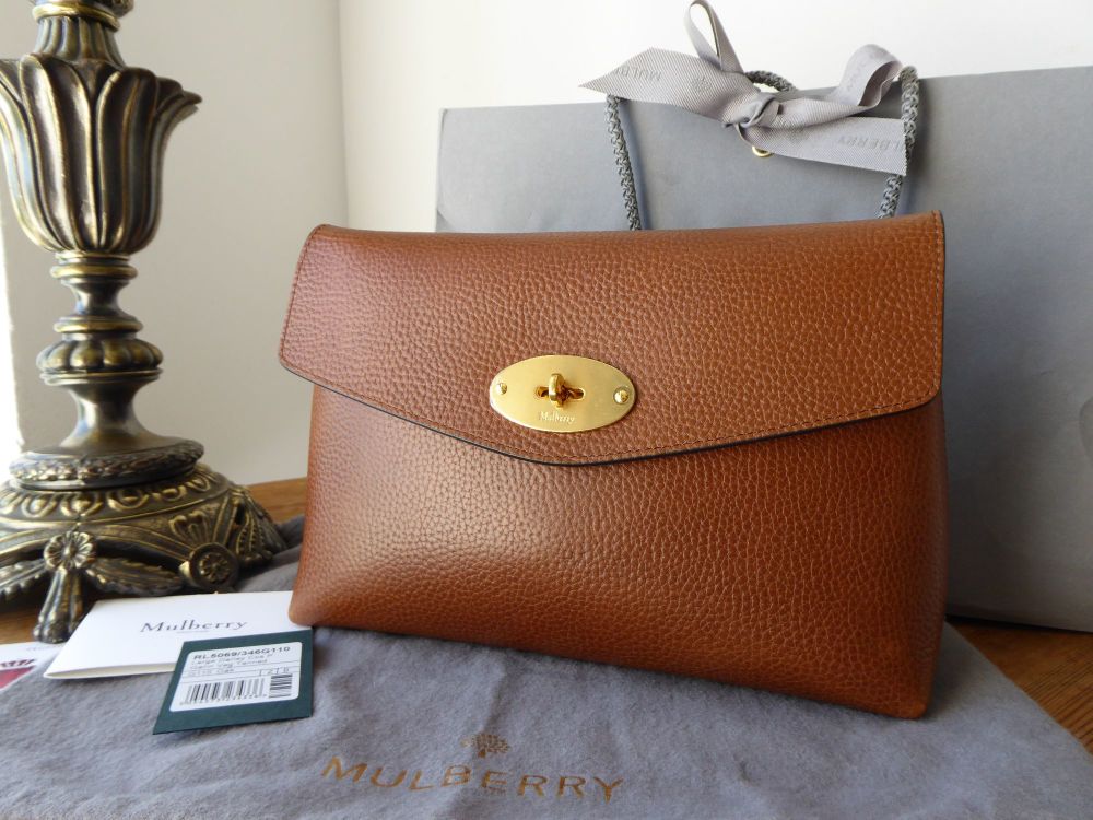 Mulberry Large Darley Clutch Cosmetic Pouch in Oak Natural Grain Leather - 
