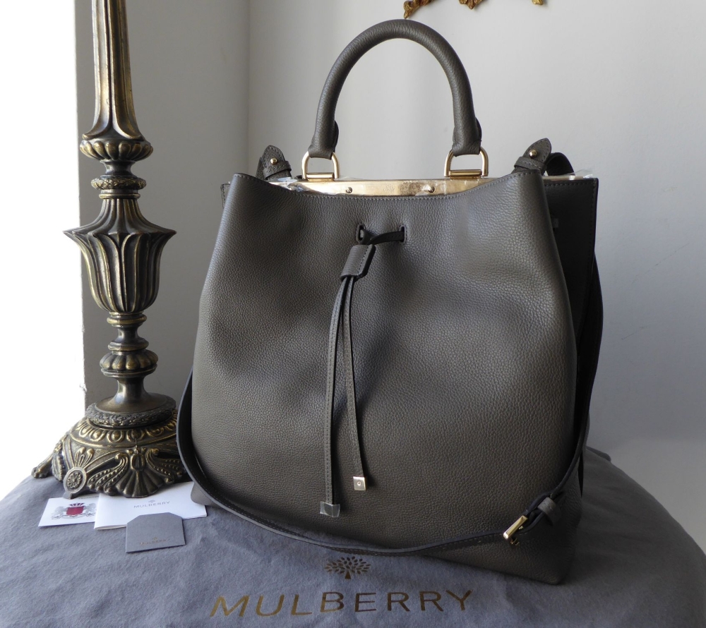 Mulberry Large Kensington Drawstring Satchel in Mole Grey Small Classic ...