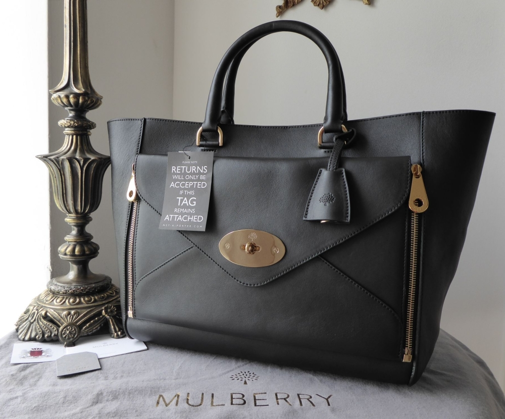 Mulberry Large Willow Tote in Black Silky Classic Calf Leather