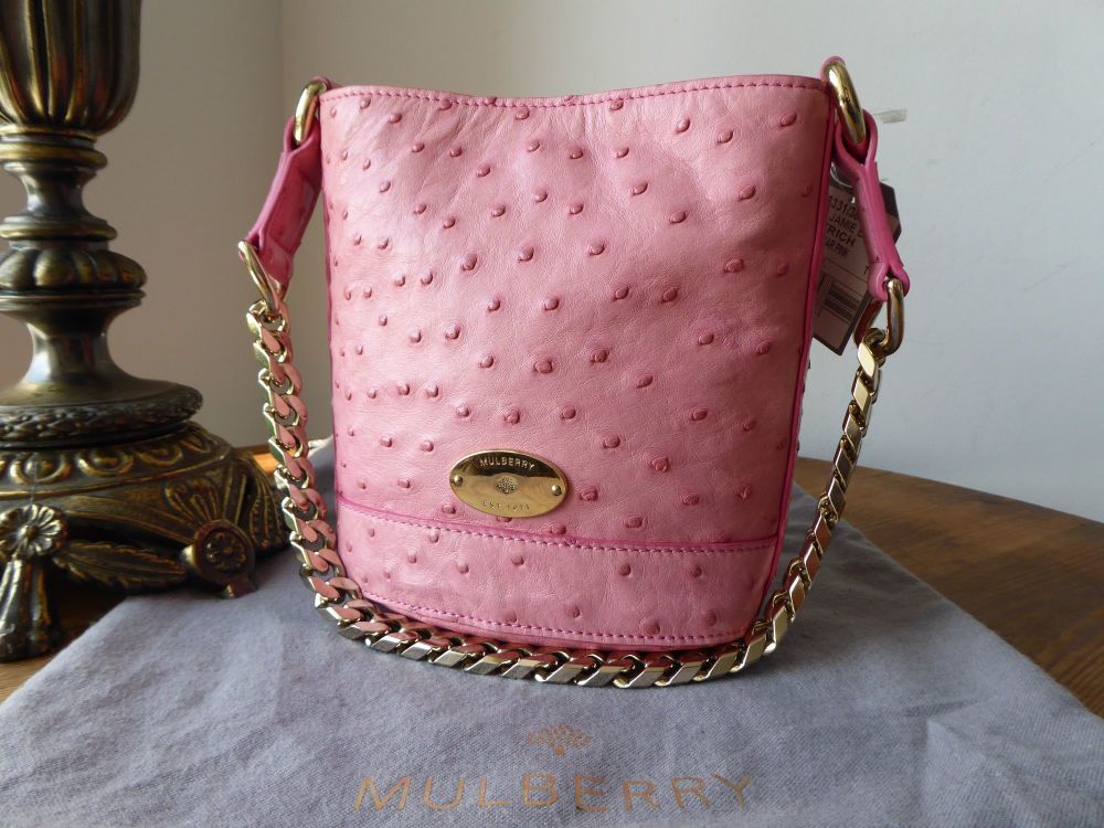 Mulberry Mini Jamie Bucket Bag in Sugar Pink Ostrich Leather - As New*