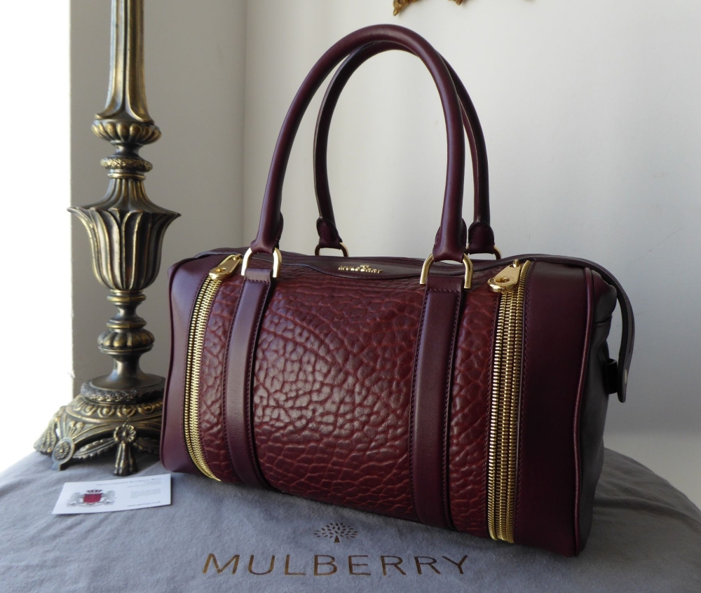 Mulberry Tasha Boston Bag in Oxblood Shrunken Calf Leather - SOLD