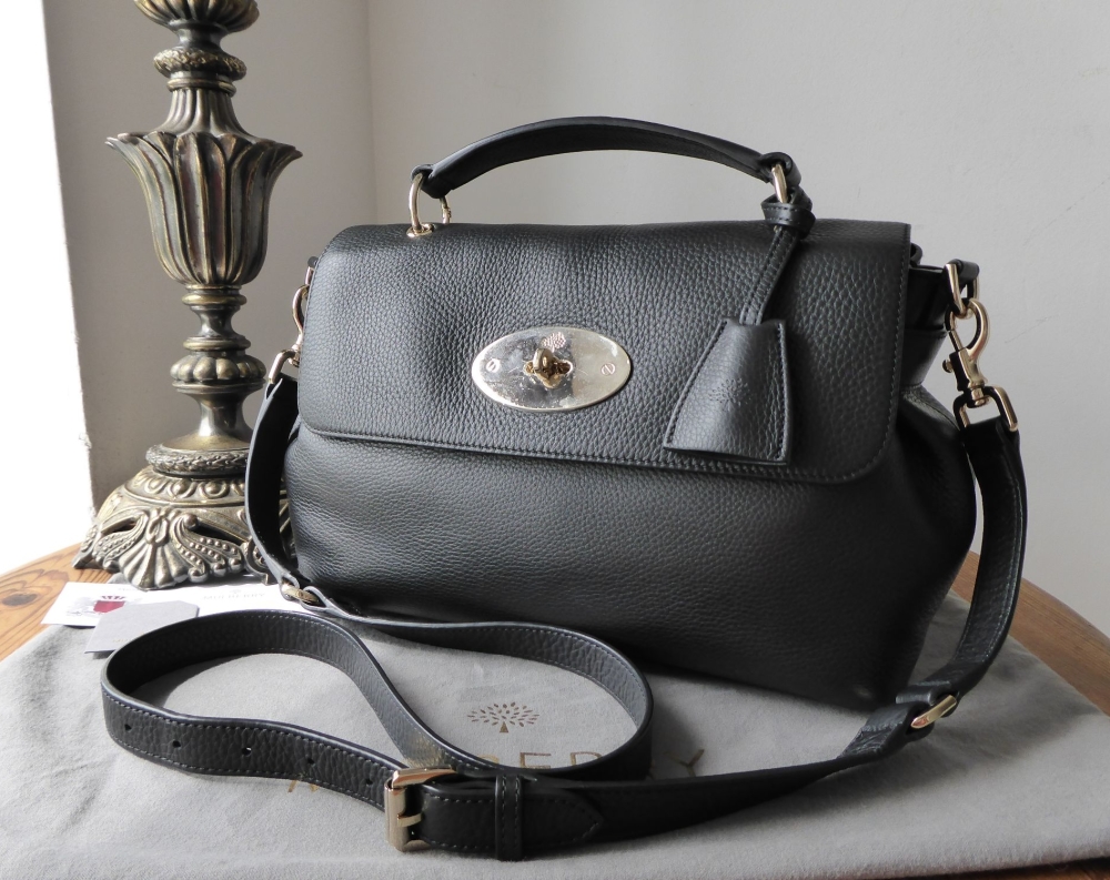 Mulberry Postmans Lock Satchel in Black Spongy Pebbled Leather