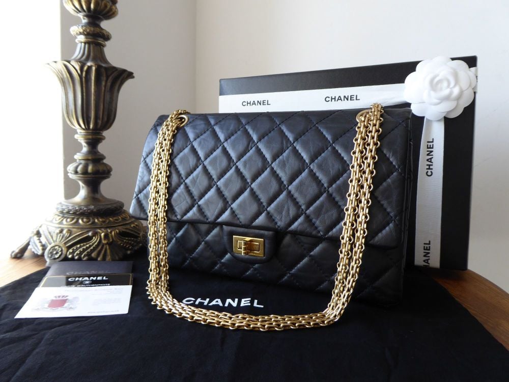 Chanel 226 Reissue Mademoiselle Flap in Distressed Black Calfskin with Gold  - SOLD