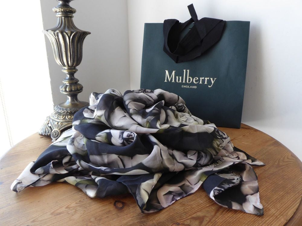 Mulberry Rumpled Roses Maxi Wrap in Winter White Chiffon Silk - SOLD
