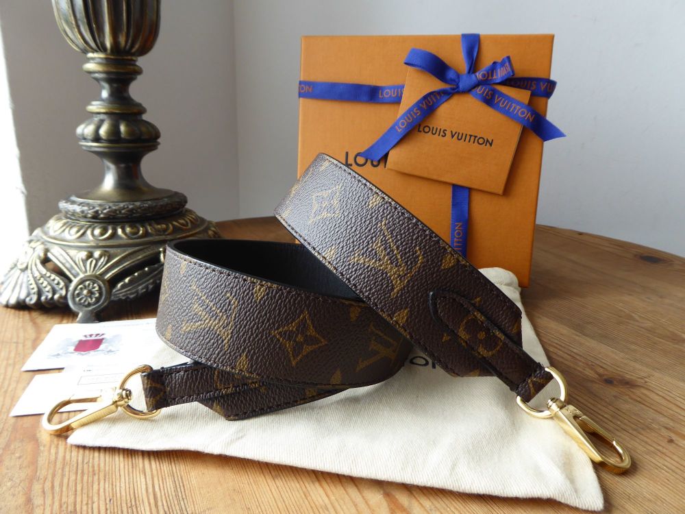 Louis Vuitton Bandouliere Monogram and Black Leather Shoulder Strap - SOLD