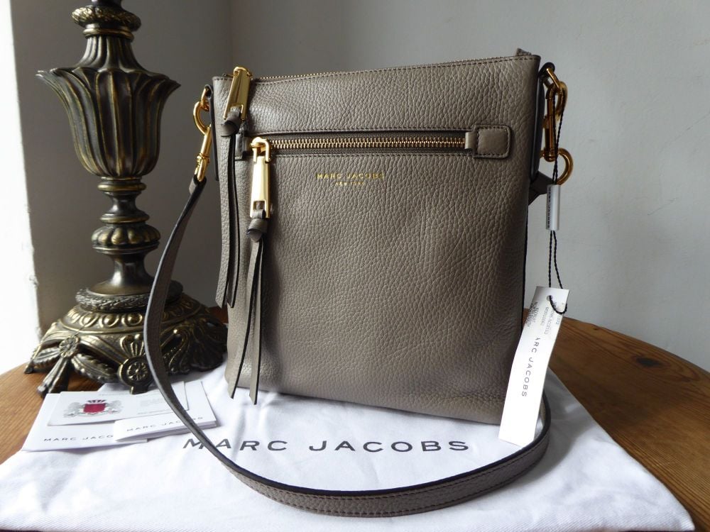 Marc Jacobs 'Recruit' North South Messenger Bag in Mink Grey Pebbled Leathe