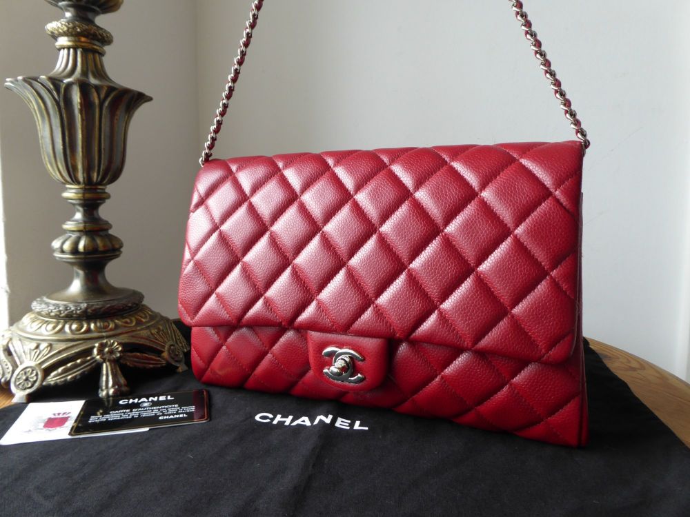Chanel Classic Clutch With Chain Flap Bag in True Red Caviar - SOLD