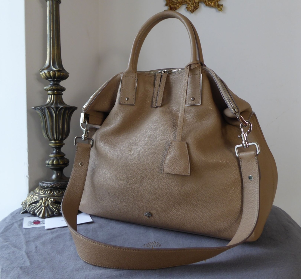 Mulberry Large Alice Zipped Tote in Mushroom Grey Small Classic Grain ...